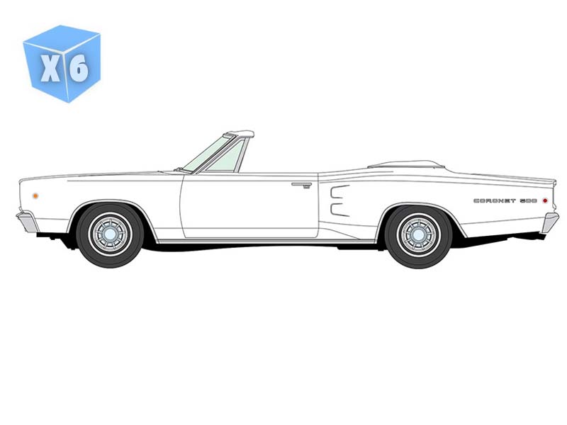 PRE-ORDER - 6 PACK 1968 Dodge Coronet 500 Convertible - White Diecast 1:64 Scale Model - Auto World AWSP212B