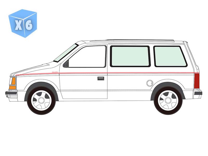 PRE-ORDER - 6 PACK 1989 Plymouth Voyager Turbo - Bright White Diecast 1:64 Scale Model - Auto World AWSP213A