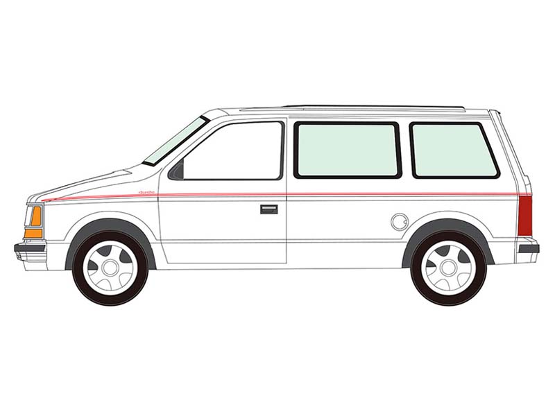 PRE-ORDER 1989 Plymouth Voyager Turbo - Bright White Diecast 1:64 Scale Model - Auto World AWSP213A