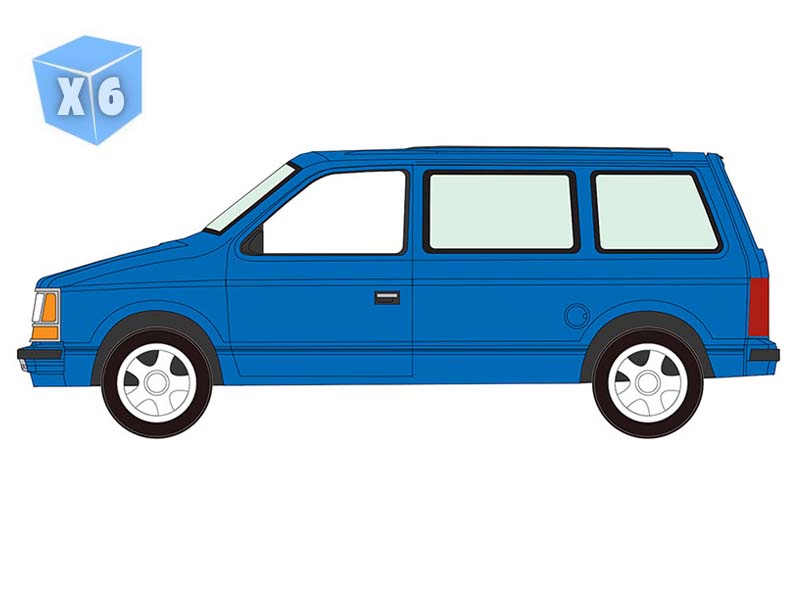 PRE-ORDER - 6 PACK 1989 Plymouth Voyager Turbo - Daytona Blue Diecast 1:64 Scale Model - Auto World AWSP213B