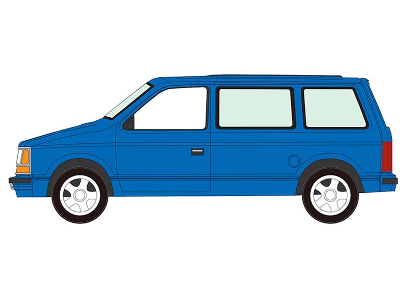 PRE-ORDER 1989 Plymouth Voyager Turbo - Daytona Blue Diecast 1:64 Scale Model - Auto World AWSP213B