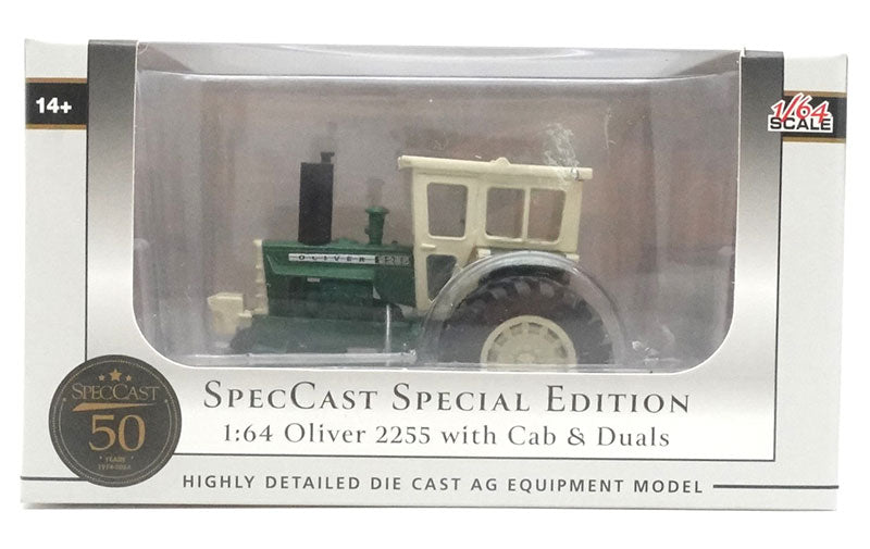 Oliver 2255 w/ Cab and Duals Tractor (50th Anniversary) Diecast 1:64 Scale Model - Spec Cast CUST2117
