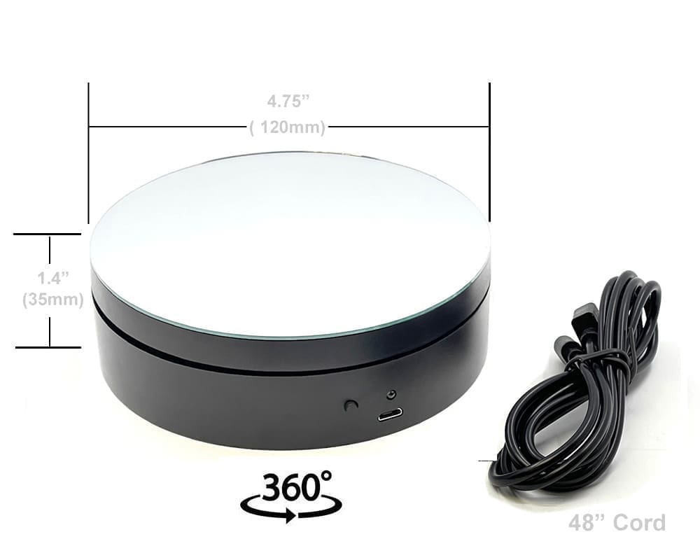 Mini Turntable Display 4.75″ – Mirror Top for 1:64 / 1:43 Scale Models - E12-MR