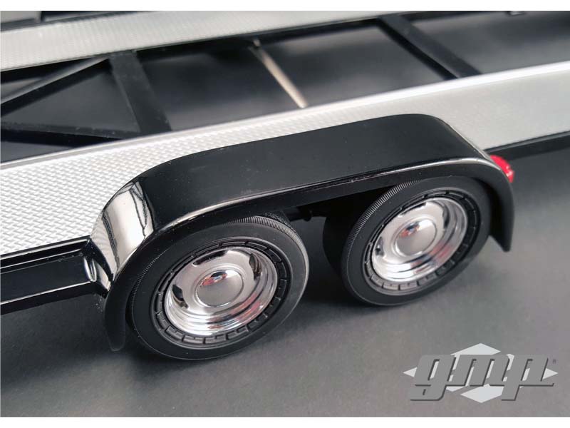 PRE-ORDER Tandem Car Trailer w/ Tire Rack - Black Diecast 1:18 Scale Model - GMP 18820