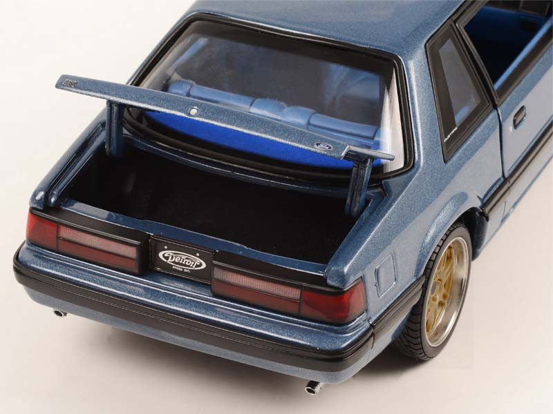 1989 Ford Mustang 5.0 LX - Medium Shadow Blue w/ Custom 7-Spoke Wheels (Detroit Speed, Inc.) Diecast 1:18 Scale Model - GMP 18977