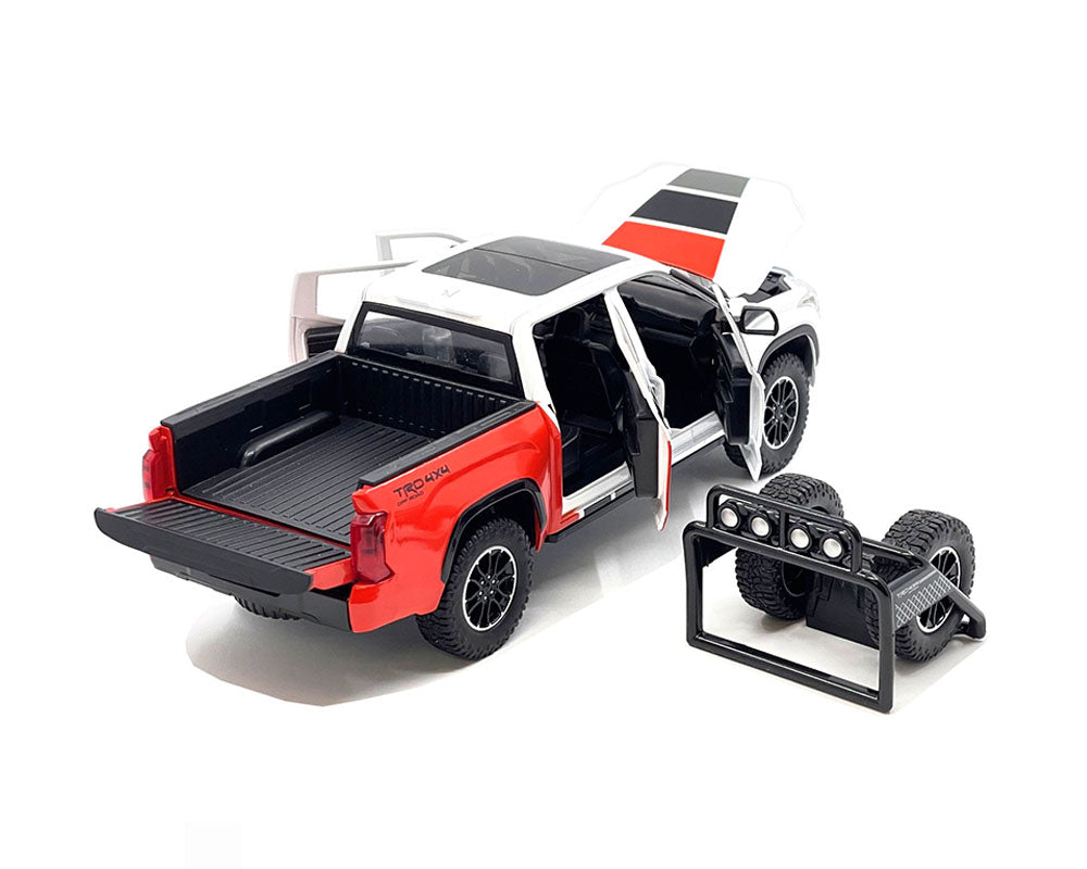 2023 Toyota Tundra TRD Off-Road Custom – White w/ Grey, Black, and Red Diecast 1:24 Scale Model - H08555-MJS03