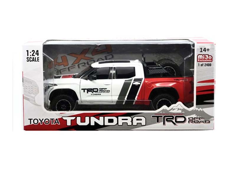 2023 Toyota Tundra TRD Off-Road Custom – White w/ Grey, Black, and Red Diecast 1:24 Scale Model - H08555-MJS03
