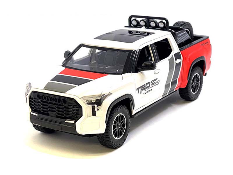 2023 Toyota Tundra TRD Off-Road Custom – White w/ Grey, Black, and Red Diecast 1:24 Scale Model - H08555-MJS03