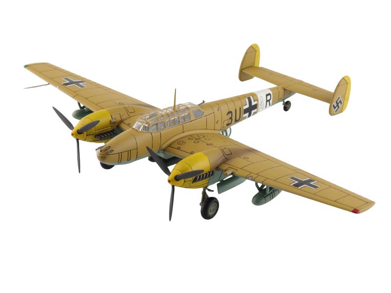 Messerschmitt BF 110E-2 3U+AR, 7./ZG 26 Italy 1941 (special weathered version) Diecast 1:72 Scale Model - Hobby Master HA1817