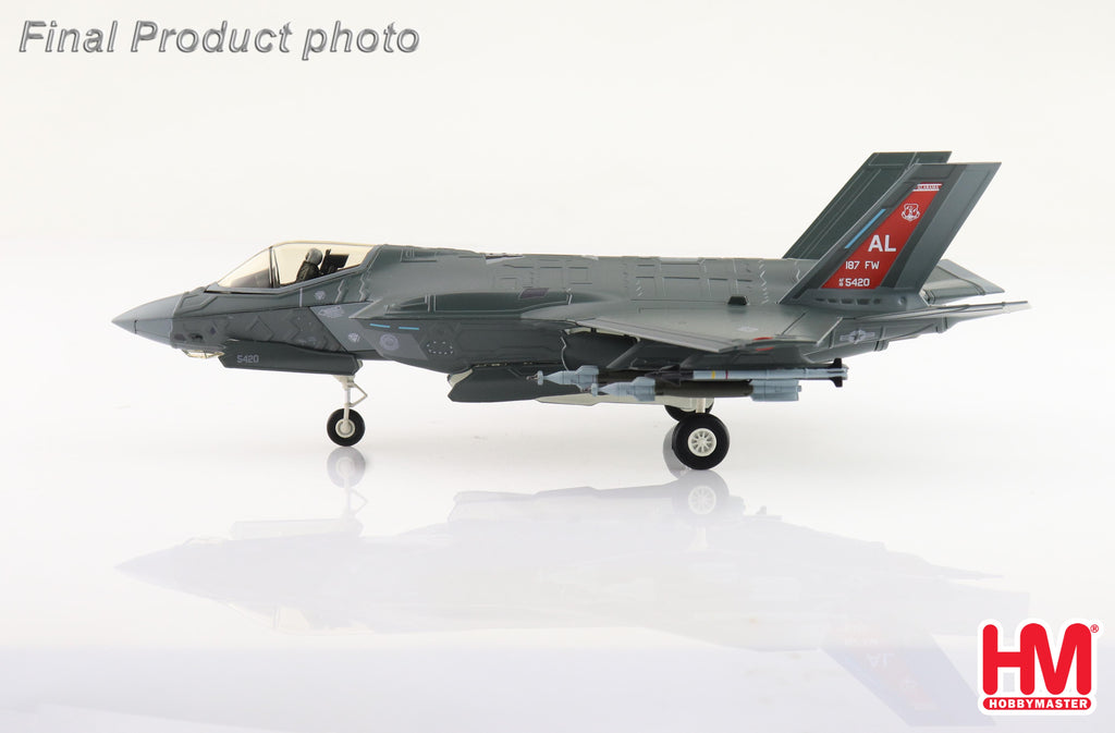 Lockheed Martin F-35A (Red Tail) 18-5420, 187 FW Alabama ANG Feb. 2024 Diecast 1:72 Scale Model - Hobby Master HA4440