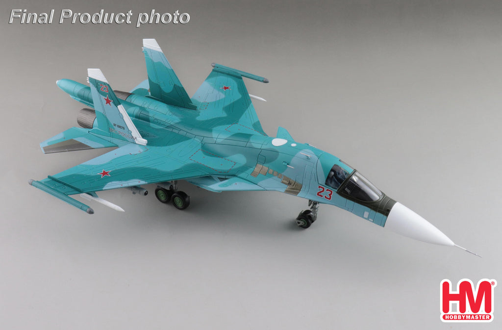 Sukhoi Su-34 Fullback Fighter Bomber Red 23 Russian Air Force Ukraine March 2023 Diecast 1:72 Scale Model - Hobby Master HA6309