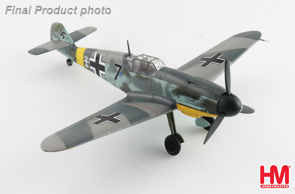 Messerschmitt BF 109F-2 (Cabo Mecanico Zaro) Black 7, 2 Escuadrilla Azulm Russia 1942 Diecast 1:48 Scale Model - Hobby Master HA8765