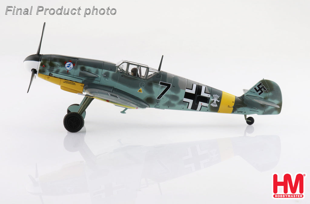 Messerschmitt BF 109F-2 (Cabo Mecanico Zaro) Black 7, 2 Escuadrilla Azulm Russia 1942 Diecast 1:48 Scale Model - Hobby Master HA8765