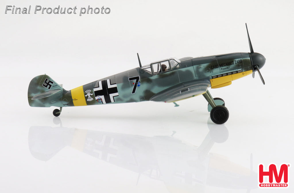 Messerschmitt BF 109F-2 (Cabo Mecanico Zaro) Black 7, 2 Escuadrilla Azulm Russia 1942 Diecast 1:48 Scale Model - Hobby Master HA8765