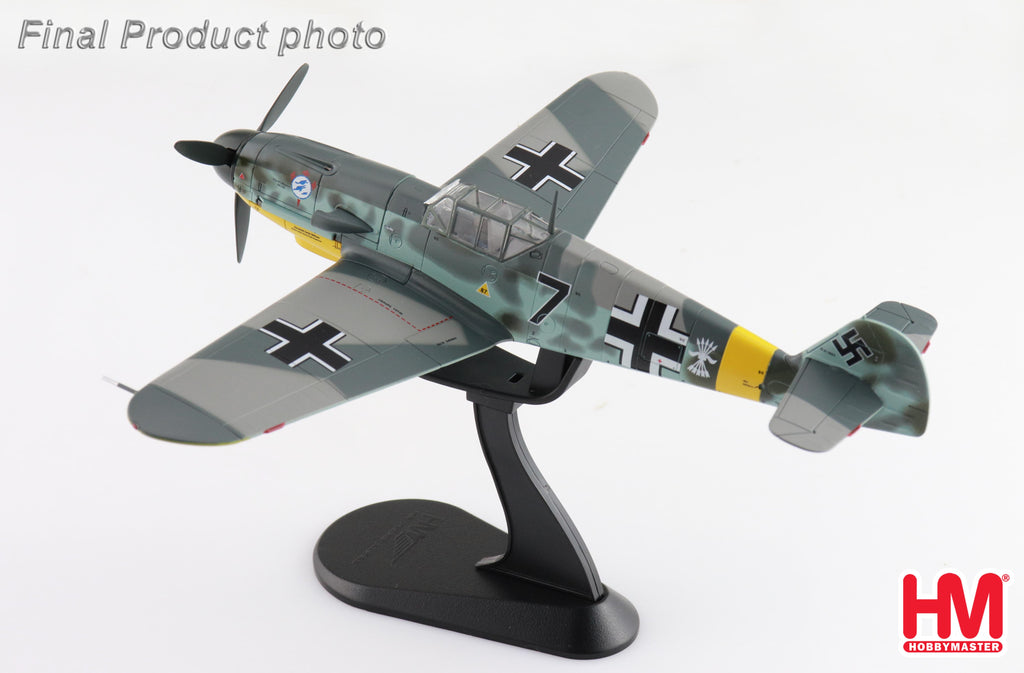 Messerschmitt BF 109F-2 (Cabo Mecanico Zaro) Black 7, 2 Escuadrilla Azulm Russia 1942 Diecast 1:48 Scale Model - Hobby Master HA8765