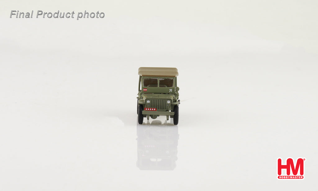 U.S. 1/4 Ton Military Vehicle - Leyte WWII 1945 Gen. Douglas MacArthur Diecast 1:72 Scale Model - Hobby Master HG4216