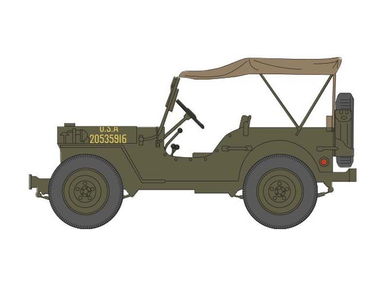 U.S. 1/4 Ton Military Vehicle - Leyte WWII 1945 Gen. Douglas MacArthur Diecast 1:72 Scale Model - Hobby Master HG4216