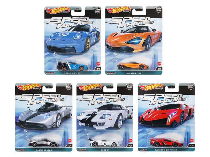 Car Cultures 2023 A Case Speed Machines SET OF 5 Diecast 1:64 Scale Models - Hot Wheels FPY86-959A