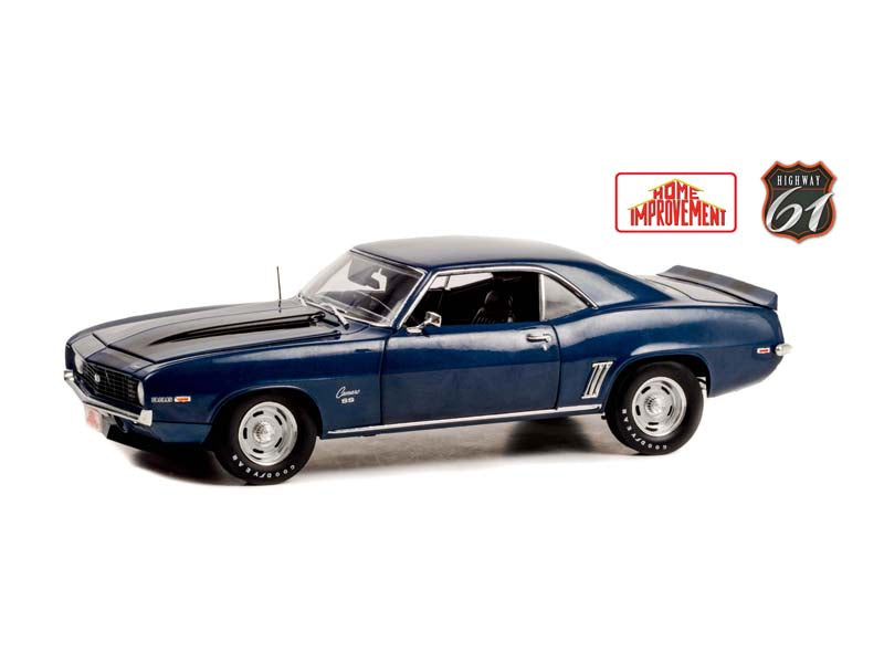1969 Chevrolet Camaro SS - Blue w/ Black Stripes - (Home Improvement) Diecast 1:18 Scale Model Car - Highway 61 HWY18039