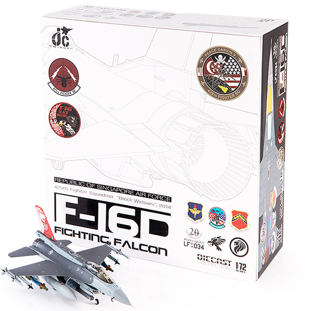 General Dynamics F-16D Fighting Falcon Republic of Singapore Air Force Diecast 1:72 Scale Model - JC Wings JCW-72-F16-015