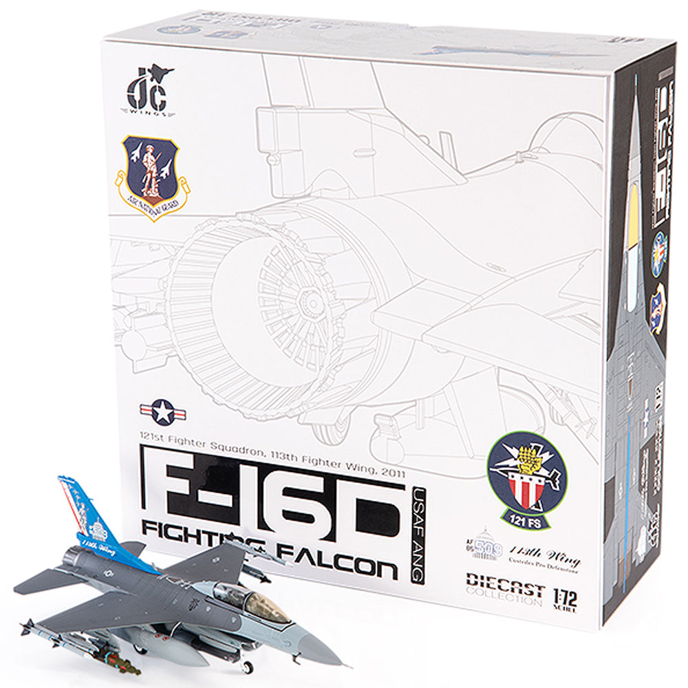 General Dynamics F-16D Fighting Falcon USAF ANG 121st Fighter Squadron 113th Fighter Wing Diecast 1:72 Scale Model - JC Wings JCW-72-F16-016
