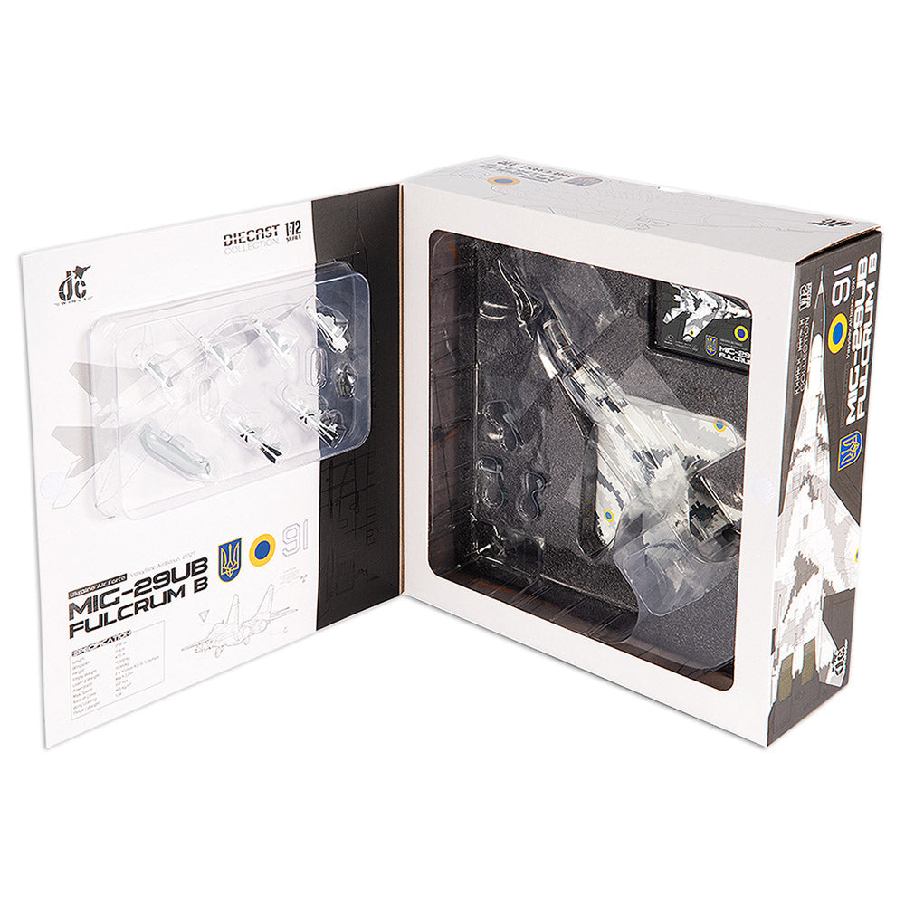 Mikoyan MiG-29UB Fulcrum B Ukraine Air Force Vasylkiv Airbase Diecast 1:72 Scale Model - JC Wings JCW-72-MG29-015