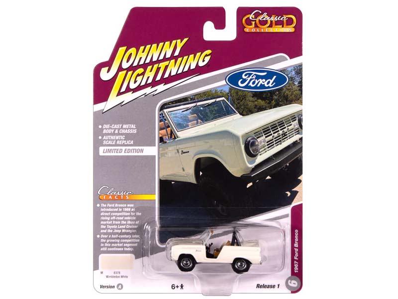 1967 Ford Bronco - Wimbledon White Diecast 1:64 Scale Model - Johnny Lightning JLCG033B