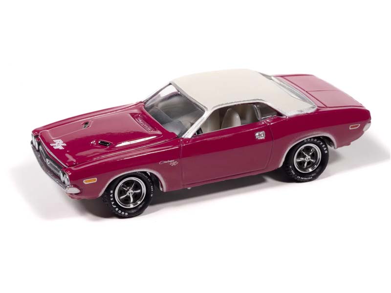 1971 Dodge Challenger R/T Panther Pink w/ White Top Diecast 1:64 Scale Model - Johnny Lightning JLCG033A