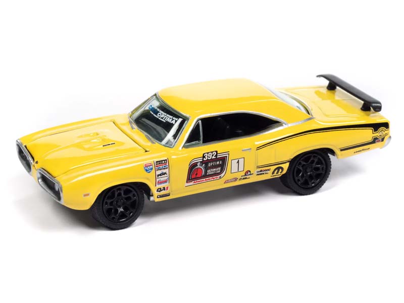 1970 Dodge Super Bee - Banana w/ Optima Ultimate Street Car Race Graphics Diecast 1:64 Scale Model - Johnny Lightning JLCG033B