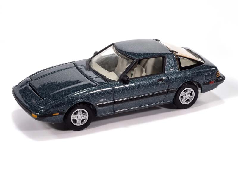 1985 Mazda RX-7 V3 Tender Blue (Classic Gold) Diecast 1:64 Scale Model - Johnny Lightning JLCG037