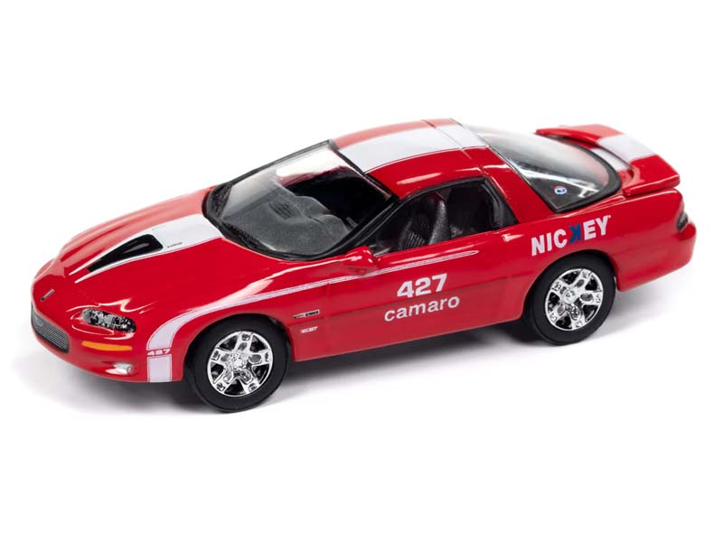 2002 Chevrolet Camaro Z28 - Red w/ White Stripes Diecast 1:64 Scale Model - Johnny Lightning JLMC034A