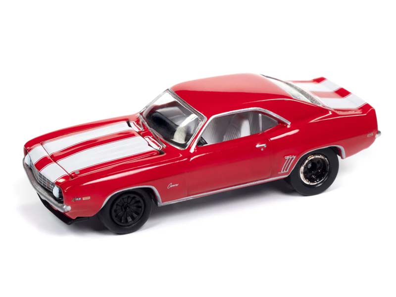 1969 Chevrolet Camaro Z28 Red w/ White Stripes Diecast 1:64 Scale Model - Johnny Lightning JLMC034B