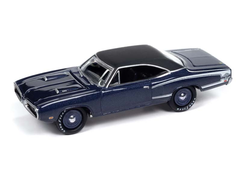 1970 Dodge Coronet Super Bee - Plum Crazy w/ Flat Black Roof and White Stripes Diecast 1:64 Scale Model - Johnny Lightning JLMC034B