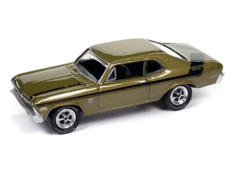 1970 Chevrolet Nova Yenko Deuce - Citrus Green Poly w/ Black Stripes Diecast 1:64 Scale Model - Johnny Lightning JLMC034B