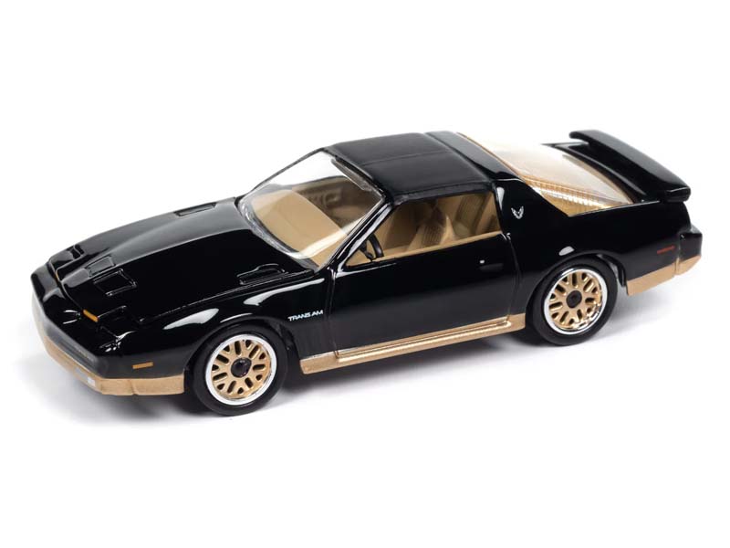 1986 Pontiac Firebird T/A - Gloss Black w/ Gold Lower Diecast 1:64 Scale Model - Johnny Lightning JLMC034B