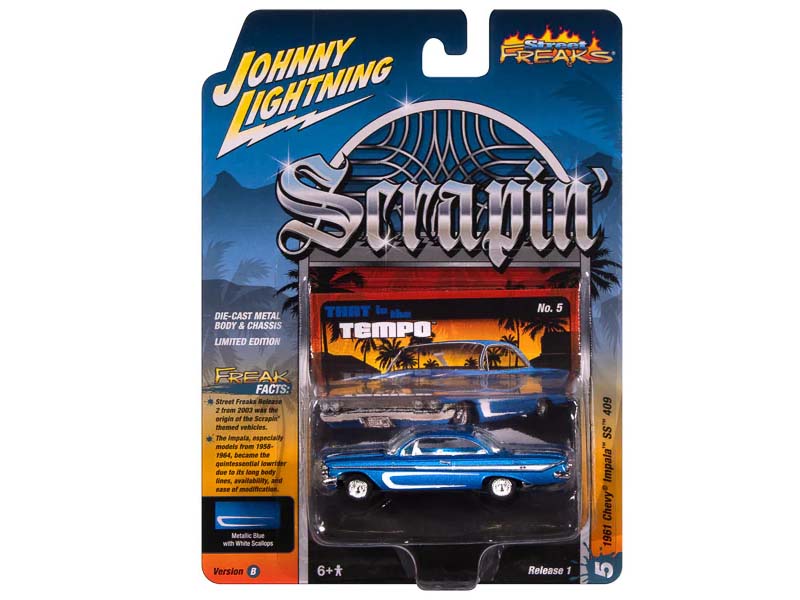 1961 Chevrolet Impala SS 409 - Scrapin' (Street Freaks) Diecast 1:64 Scale Model - Johnny Lightning JLSF027B