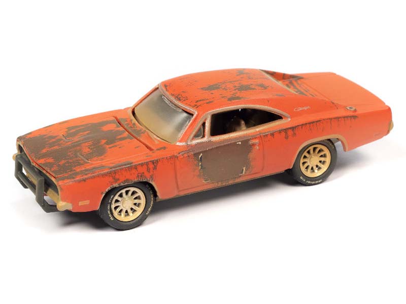 1969 Dodge Charger - Weathered Orange w/ Faded Graphics Diecast 1:64 Scale Model - Johnny Lightning JLSP192