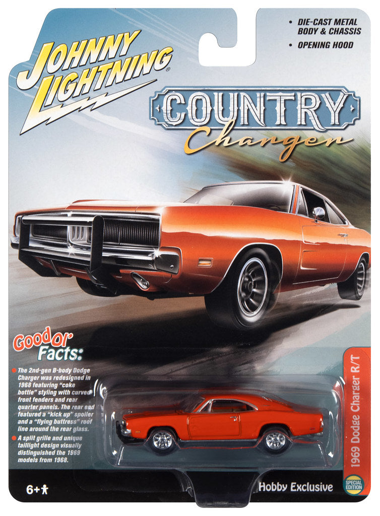 CHASE 1969 Dodge Charger R/T - Orange Diecast 1:64 Scale Model