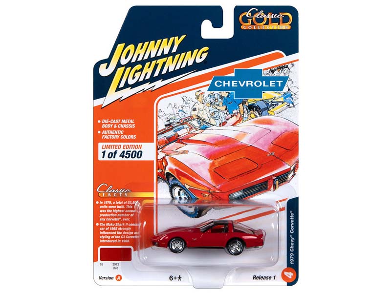1979 Chevrolet Corvette – Red (Classic Gold 2023 Release 1 Version A) Diecast 1:64 Scale Model - Johnny Lightning JLSP324A