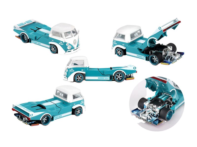 PRE-ORDER Volkswagen T1 KAIDO WORKS V1 – Turquoise/White (Kaido House x Mini GT) Diecast 1:64 Scale Model - TSM KHMG220
