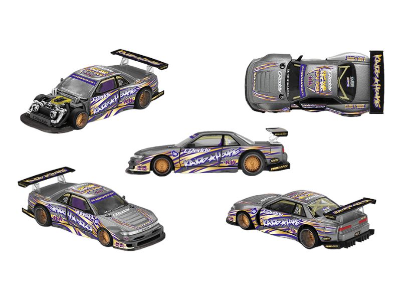PRE-ORDER Nissan Silvia S13-R Kaido Drift V1 Greddy – Gunmetal Gray (Kaido House x Mini GT) Diecast 1:64 Scale Model - TSM KHMG235