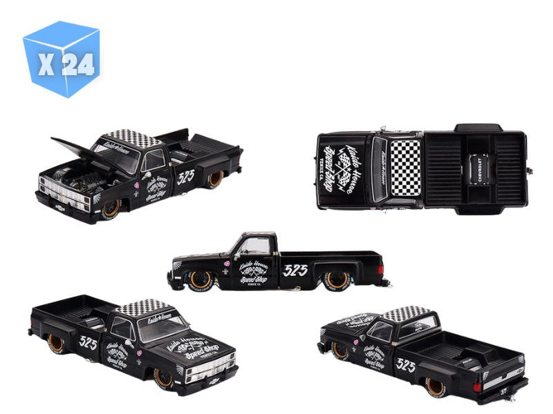 PRE-ORDER - 24 PACK Chevrolet Silverado Dually Hot Rod V1 – Flat Black (Kaido House x Mini GT) Diecast 1:64 Scale Model - TSM KHMG236