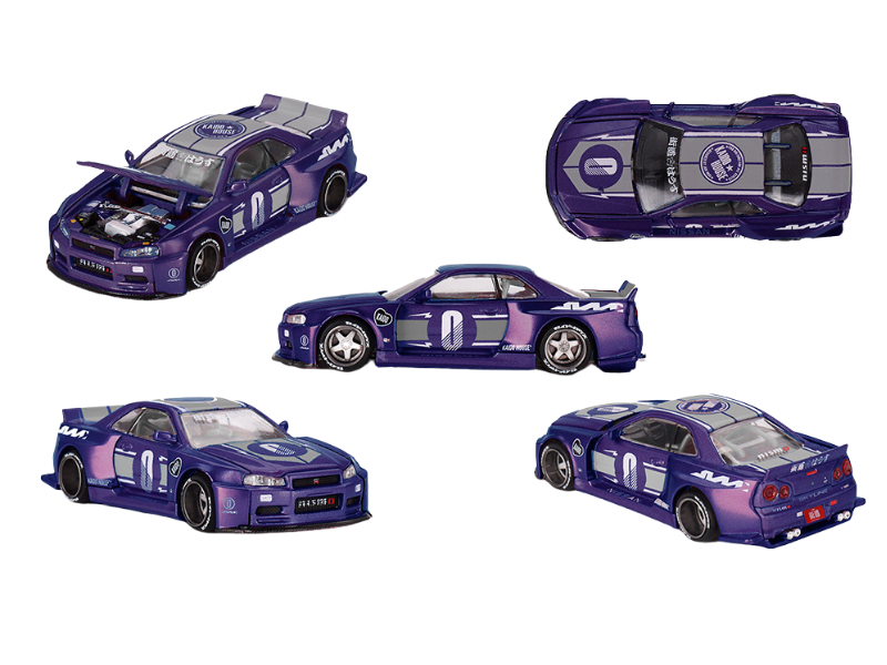 PRE-ORDER Nissan Skyline GT-R (R34) Kaido Factory Racing V2 – Midnight Purple (Kaido House x Mini GT) Diecast 1:64 Scale Model - TSM KHMG240