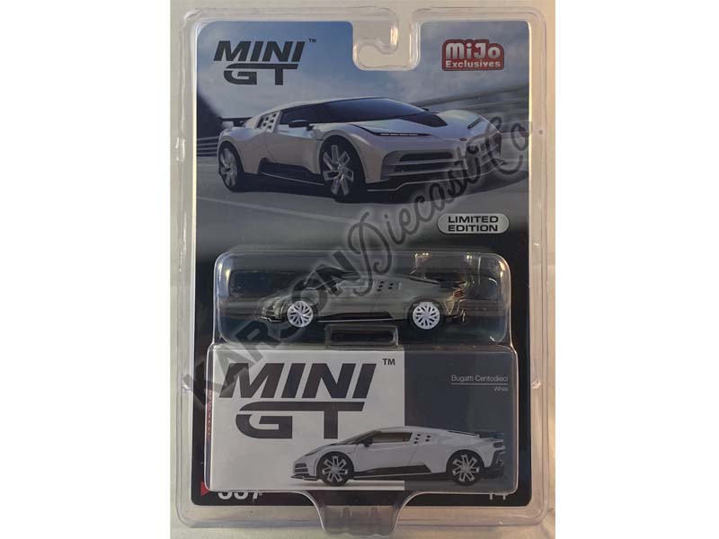 CHASE Bugatti Centodieci White Limited Edition (Mini GT) Diecast 1:64 Scale Model - True Scale Miniatures MGT00337