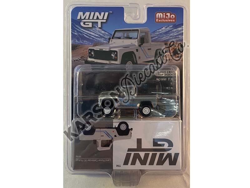 CHASE Land Rover Defender 90 Pickup - White Limited Edition (Mini GT) Diecast 1:64 Scale Model - True Scale Miniatures MGT00338