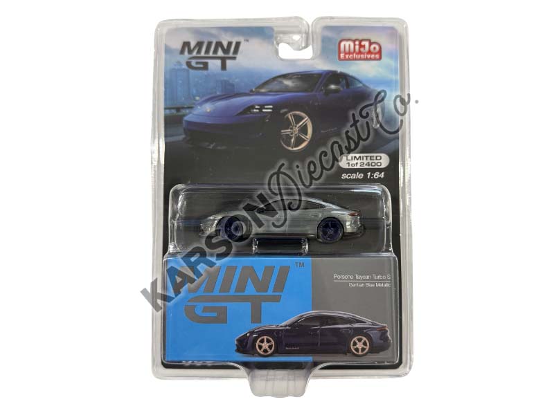 CHASE Porsche Taycan Turbo S Gentian Blue Metallic (Mini GT) Diecast 1:64 Scale Model - TSM MGT00339