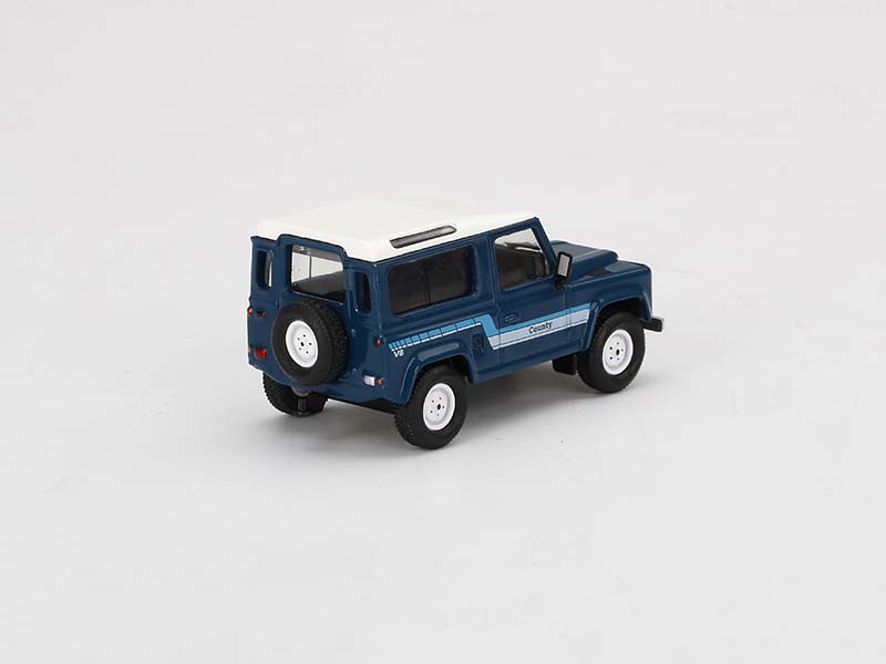 CHASE Land Rover Defender 90 County Wagon - Stratos Blue (Mini GT) Diecast 1:64 Scale Model - True Scale Miniatures MGT00353