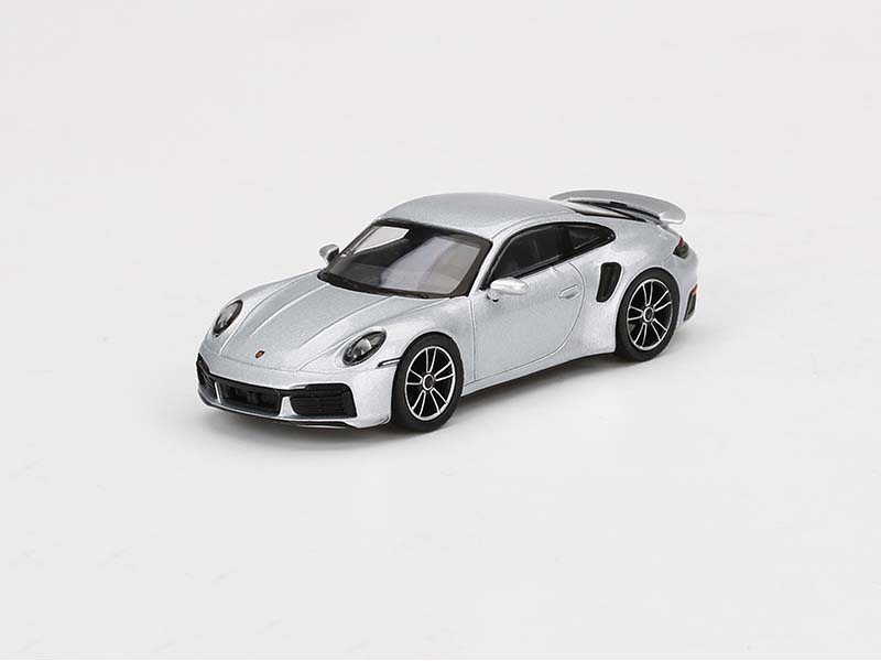 CHASE Porsche 911 Turbo S GT - Silver Metallic (Mini GT) Diecast 1:64 Scale Model - True Scale Miniatures MGT00354