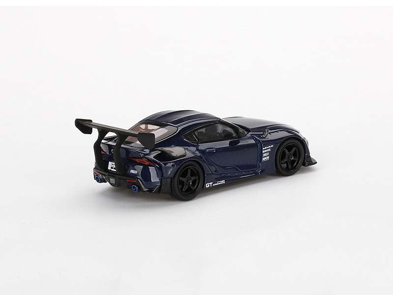 CHASE HKS Toyota GR Supra (A90) - Downshift Blue (Mini GT) Diecast 1:64 Scale Model Car - True Scale Miniatures MGT00368