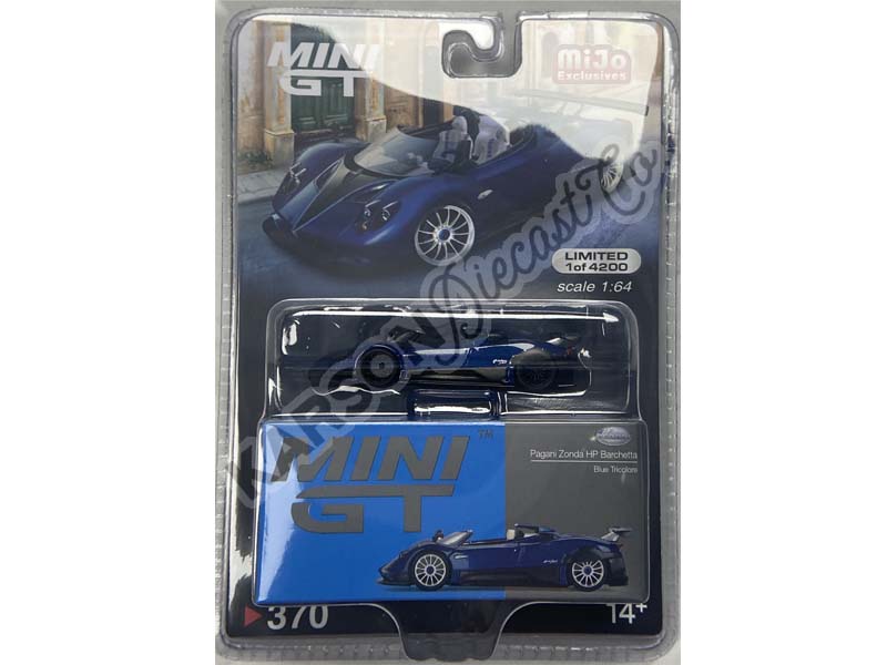 CHASE Pagani Zonda HP Barchetta - Blue Tricolor (Mini GT) Diecast 1:64 Scale Model Car - True Scale Miniatures MGT00370